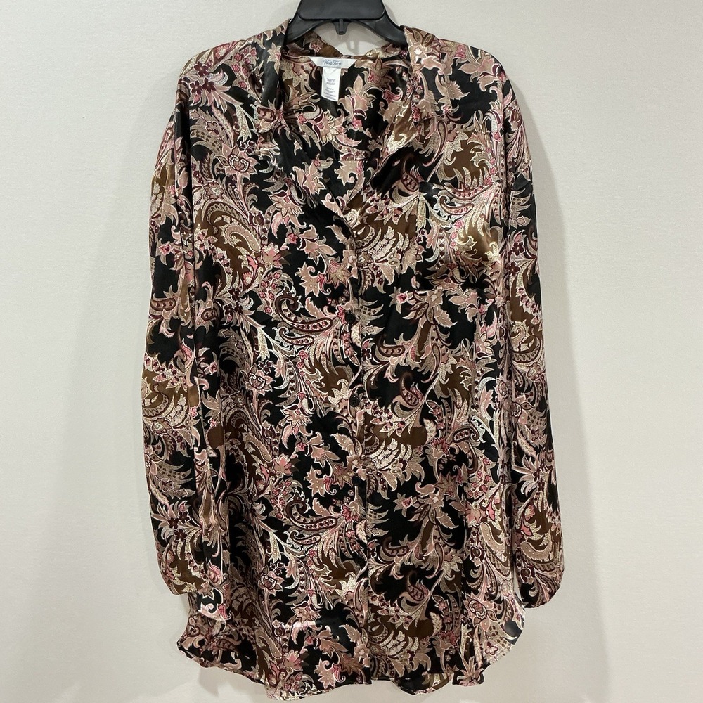 Vintage Vanity Fair Satin Chemise XL‎ Floral Paisley  Nightgown Lingerie 90's
